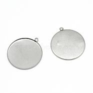304 Stainless Steel Pendant Cabochon Settings, Plain Edge Bezel Cups, Flat Round, Stainless Steel Color, Tray: 25mm, 30x26.5x1mm, Hole: 2mm(X-STAS-T008-128)