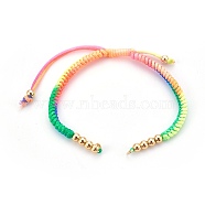 Nylon Cord Braided Bracelet Making, with Brass Beads, Golden, Colorful, 10-1/4 inch~11-7/8 inch(26~30cm), 3mm(MAK-E665-06N)