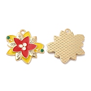 Alloy Enamel Pendants, Long-Lasting Plated, Cadmium Free & Nickel Free & Lead Free, Flower Charm, Golden, 25.5x28x2mm, Hole: 2mm(ENAM-K069-17G)