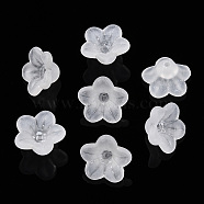 Transparent Acrylic Beads, Flower, Frosted, Clear, 12x7mm, Hole: 1mm, about 4600pcs/500g(PL554-A)