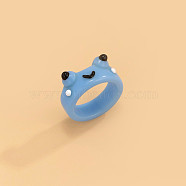 Frog Resin Plain Band Rings for Women Girls, Frog, 17mm(FS-WG41763-02)