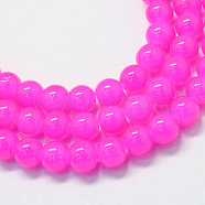 Baking Painted Imitation Jade Glass Round Bead Strands, Magenta, 6.5mm, Hole: 1.5mm, about 145pcs/strand, 31.8 inch(X-DGLA-Q021-6mm-28)
