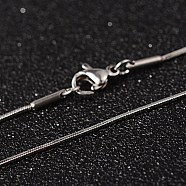 304 Stainless Steel Snake Chain Necklaces, with Lobster Claw Clasps, Stainless Steel Color, 15.7 inch(40cm), 0.8mm(X-NJEW-O096-16)