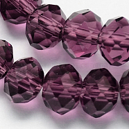 Handmade Glass Beads, Imitate Austrian Crystal, Faceted Rondelle, Purple, 10.00x7.00mm, Hole: 1.00mm, about 70~72pcs/strand(X-G02YI053)