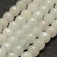 Faceted Natural White Jade Beads Strands, Round, 6mm, Hole: 1mm, about 56~58pcs/strand, 14 inch(35.6cm)(G-F448-6mm)