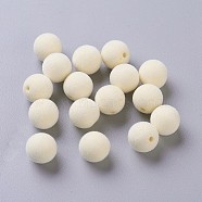 Flocky Acrylic Beads, Half Drilled, Round, White, 10mm, Hole: 1.6mm(OACR-I001-10mm-L17)