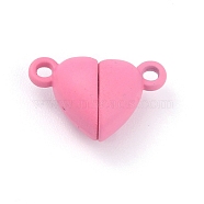 Alloy Magnetic Clasps, Heart, Pink, 15x9.5x6mm, Hole: 1.5mm(X-PALLOY-P223-B01-02)