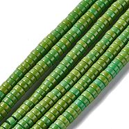 Synthetic Turquoise Beads Strands, Heishi Beads, Dyed, Flat Round/Disc, Lime Green, 4x2mm, Hole: 1mm, about 170pcs/strand, 16 inch(TURQ-G110-4x2mm-10)