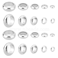 200Pcs 5 Style 201 Stainless Steel Spacer Beads, Flat Round, Stainless Steel Color, 4~12x1.5~2.5mm, Hole: 3~10mm(STAS-DC0007-56)