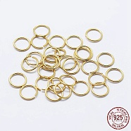 925 Sterling Silver Open Jump Rings, Round Rings, Real 18K Gold Plated, 20 Gauge, 5x0.8mm, Inner Diameter: 3mm, about 144pcs/10g(STER-F036-02G-0.8x5mm)
