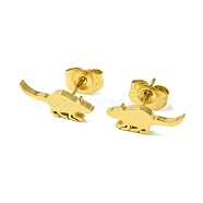 Cute Little Animal Theme 304 Stainless Steel Stud Earrings, Mouse, 5x13mm(EJEW-B041-03I-G)