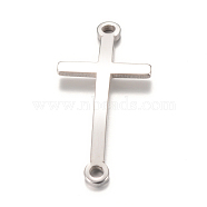 201 Stainless Steel Links connectors, Latin Sideways Cross, Stainless Steel Color, 24.5x11.5x1mm, Hole: 1.5mm(X-STAS-S059-17B)
