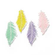 Braided TOHO Japanese Seed Bead Big Pendants, Feather, Mixed Color, 55x23x2mm, Hole: 0.7mm(PALLOY-MZ00001)