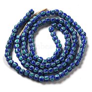 Handmade Nepalese Lampwork Beads, Drum with Eye Pattern, Blue, 6~7x3.5mm, Hole: 1.8~2mm, about 129~134pcs/strand, 25.51~25.98''(64.8~66cm)(LAMP-B023-02A)