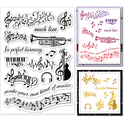 PVC Plastic Stamps, for DIY Scrapbooking, Photo Album Decorative, Cards Making, Stamp Sheets, Musical Instruments Pattern, 16x11x0.3cm(DIY-WH0167-56-1110)
