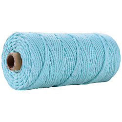 100M Cotton String Threads for Crafts Knitting Making, Sky Blue, 3mm, about 109.36 Yards(100m)/Roll(KNIT-YW0001-01G)