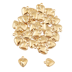 304 Stainless Steel Charms, Puffed Heart, Golden, 10x8x0.8mm, Hole: 1mm, 100pcs/box(STAS-UN0007-26G)