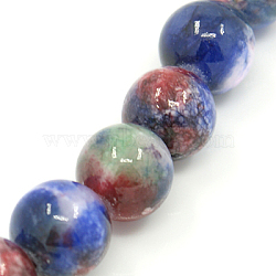 Natural Persian Jade Beads Strands, Dyed, Round, Marine Blue, 6mm, Hole: 1mm, about 62pcs/strand, 16 inch(G-D434-6mm-02)