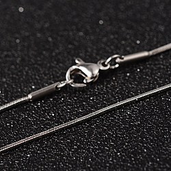 Non-Tarnish 304 Stainless Steel Snake Chain Necklaces, with Lobster Claw Clasps, Stainless Steel Color, 15.7 inch(40cm), 0.8mm(X-NJEW-O096-16)