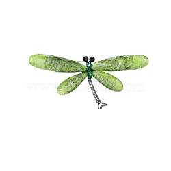 Alloy Rhinestone Brooch for Backpack Clothes, Dragonfly, Olivine, 32x74mm(PW-WG9C42C-07)