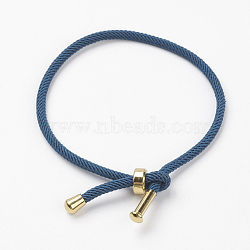Cotton Twisted Cord Bracelet Making, with Stainless Steel Findings, Golden, Marine Blue, 9 inch~9-7/8 inch(23~25cm), 3mm(MAK-L012-07)