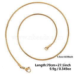 Ion Plating(IP) 1.5mm Unisex 304 Stainless Steel Snake Chains Necklaces(ZV2766-11)