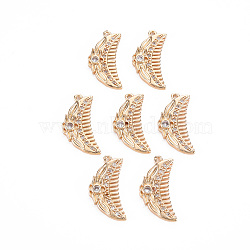 Rack Plating Brass Micro Pave Clear Cubic Zirconia Pendants, Long-Lasting Plated, Cadmium Free & Lead Free, Comb, Light Gold, 24.5x12.5x3mm, Hole: 1.2mm(KK-T060-40-RS)