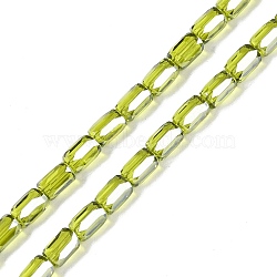 Electroplate Glass Beads Strands, Pearl Luster Plated, Faceted, Column, Yellow Green, 6.5x4mm, Hole: 0.8mm, about 80pcs/strand, 20.08''(51cm)(GLAA-Q101-02A-PL02)