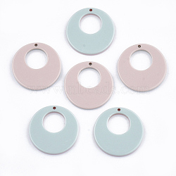 Resin Pendants, Flat Round, Misty Rose, 30x3mm, Hole: 1.5mm(RESI-T022-10D)