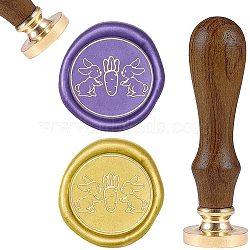 DIY Scrapbook, Brass Wax Seal Stamp and Wood Handle Sets, Animal Pattern, 83x22mm, Head: 7.5mm, Stamps: 25x14.5mm(AJEW-WH0131-036)