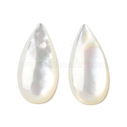 Natural White Shell Cabochons, Teardrop, WhiteSmoke, 17x8x2mm(SSHEL-M022-04)