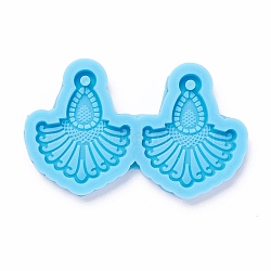 DIY Pendant Silicone Molds, for Earring Making, Resin Casting Molds, For UV Resin, Epoxy Resin Jewelry Making, Fan, Sky Blue, 42x68x6mm, Hole: 3mm, Inner Diameter: 35x29mm(DIY-M028-19)