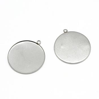 304 Stainless Steel Pendant Cabochon Settings, Plain Edge Bezel Cups, Flat Round, Stainless Steel Color, Tray: 25mm, 30x26.5x1mm, Hole: 2mm