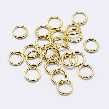 925 Sterling Silver Soldered Closed Jump Rings, Round, Real 18K Gold Plated, 18 Gauge, 6x1mm, Inner Diameter: 4mm, about 70pcs/10g