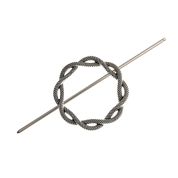 Alloy Hair Sticks, Flower Ring with Snakeskin Pattern, Antique Silver, 150x64mm