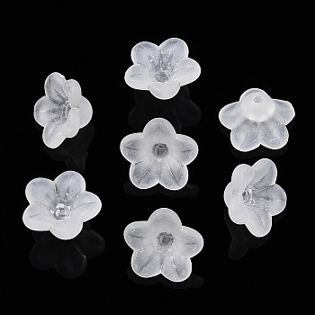 Transparent Acrylic Beads, Flower, Frosted, Clear, 10x5mm, Hole: 1mm, about 4600pcs/500g