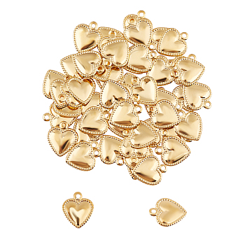 304 Stainless Steel Charms, Puffed Heart, Golden, 10x8x0.8mm, Hole: 1mm, 100pcs/box