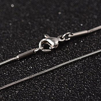 304 Stainless Steel Snake Chain Necklaces, with Lobster Claw Clasps, Stainless Steel Color, 15.7 inch(40cm), 0.8mm
