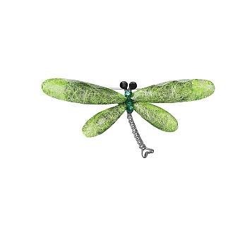 Alloy Rhinestone Brooch for Backpack Clothes, Dragonfly, Olivine, 32x74mm