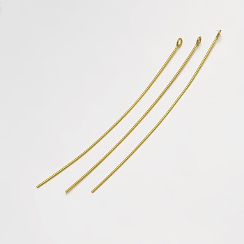 Brass Eye Pin, Golden, 81mm, Hole: 2mm, Pin: 0.8mm, about 60pcs/20g
