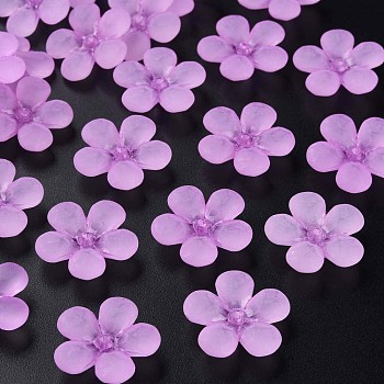 Transparent Acrylic Beads, Frosted, Flower, Violet, 22x23x6.5mm, Hole: 1.6mm, about 378pcs/500g