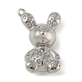 304 Stainless Steel Pendants, Rabbit Charms, Stainless Steel Color, 23x14x8.8mm, Hole: 1mm