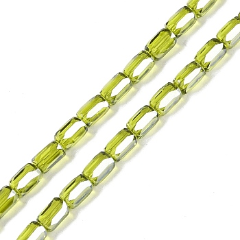 Electroplate Glass Beads Strands, Pearl Luster Plated, Faceted, Column, Yellow Green, 6.5x4mm, Hole: 0.8mm, about 80pcs/strand, 20.08''(51cm)