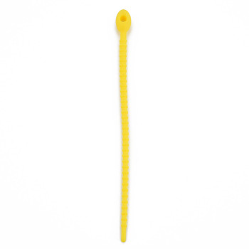 Silicone Cable Ties, Tie Wraps, Reusable Zip Ties, Yellow, 214x13.5x12mm, Hole: 3mm
