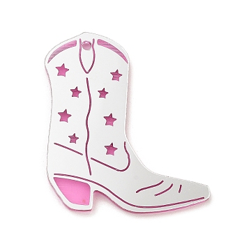 Opaque Acrylic Pendants, Boot, Hot Pink, 31x27x2mm, Hole: 1.8mm