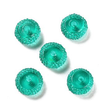 Transparent Resin Beads, Textured Rondelle, Light Sea Green, 12x7mm, Hole: 2.5mm