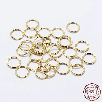 925 Sterling Silver Open Jump Rings, Round Rings, Real 18K Gold Plated, 20 Gauge, 5x0.8mm, Inner Diameter: 3mm, about 144pcs/10g