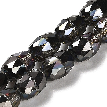 Electroplate Glass Beads Strands, Faceted, Bell, Black, 7x5mm, Hole: 3.5mm, about 98pcs/strand, 20.20~20.59''(51.3~52.3cm)