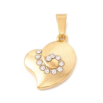 Vacuum Plating 304 Stainless Steel Pendant,  Heart, Golden, 18x13x3mm, Hole: 6.3x3mm