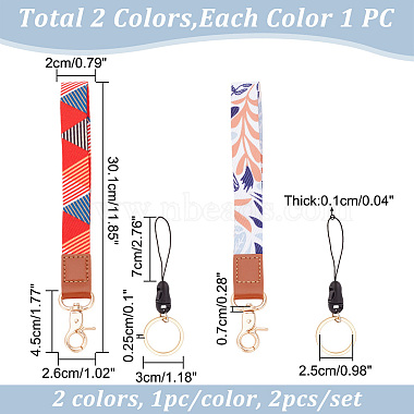 Gomakerer 2 pcs 2 couleurs lanière de poignet en polyester pour porte-clés de décoration de téléphone(HJEW-GO0001-03)-2